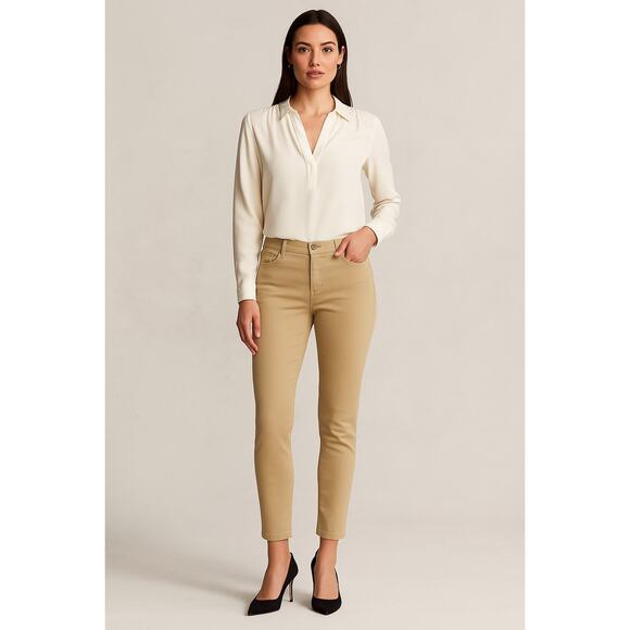 Classic Minimalist Neutral Khaki Skinny Ankle Pants Lauren Ralph Lauren 16 - Picture 1 of 7